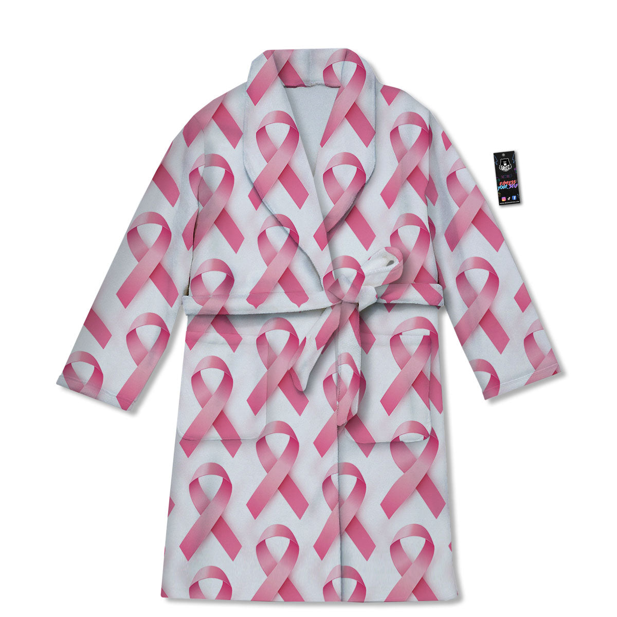 Breast Cancer Pink Ribbon Print Pattern Bathrobe-grizzshop