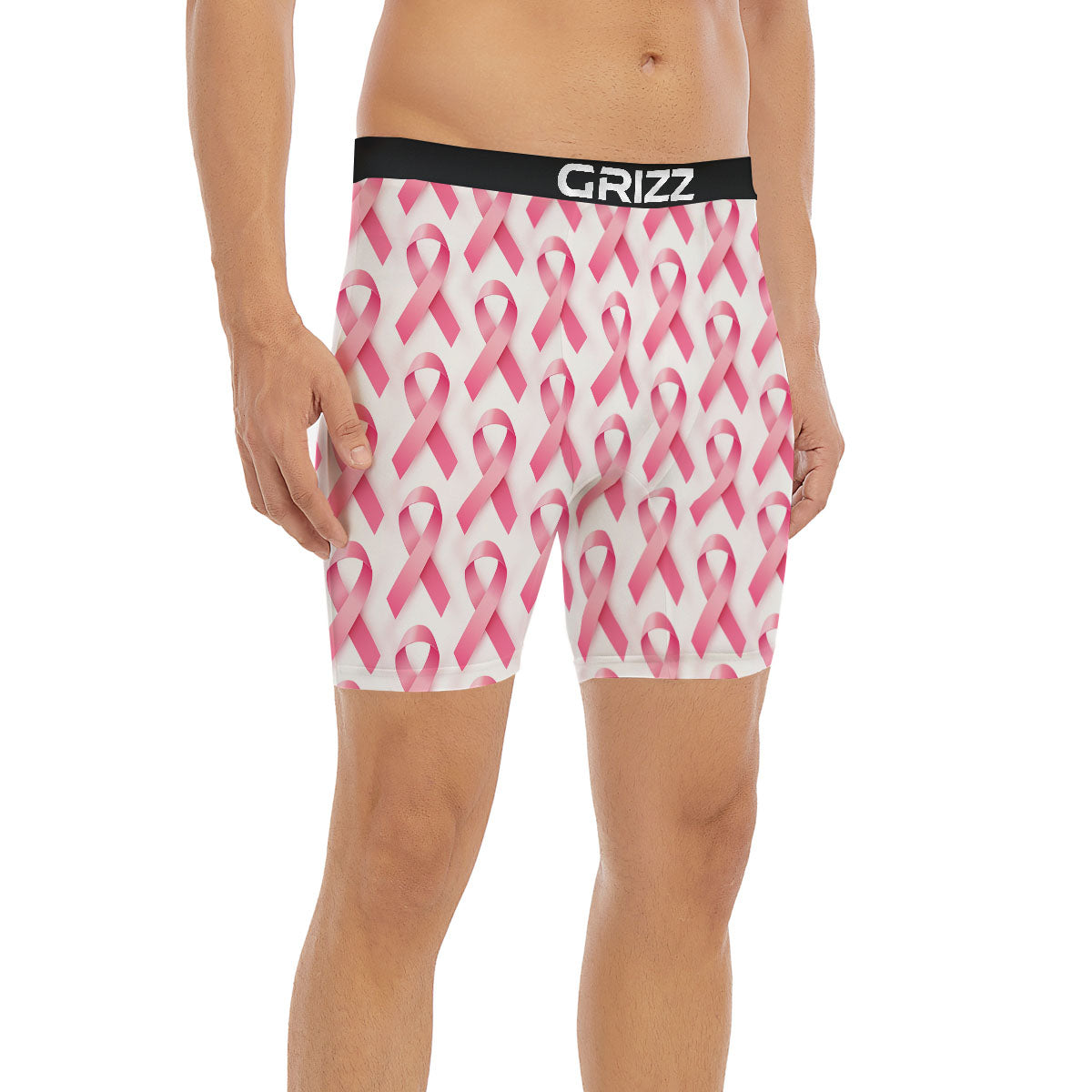 Breast Cancer Pink Ribbon Print Pattern Boxer Briefs-grizzshop