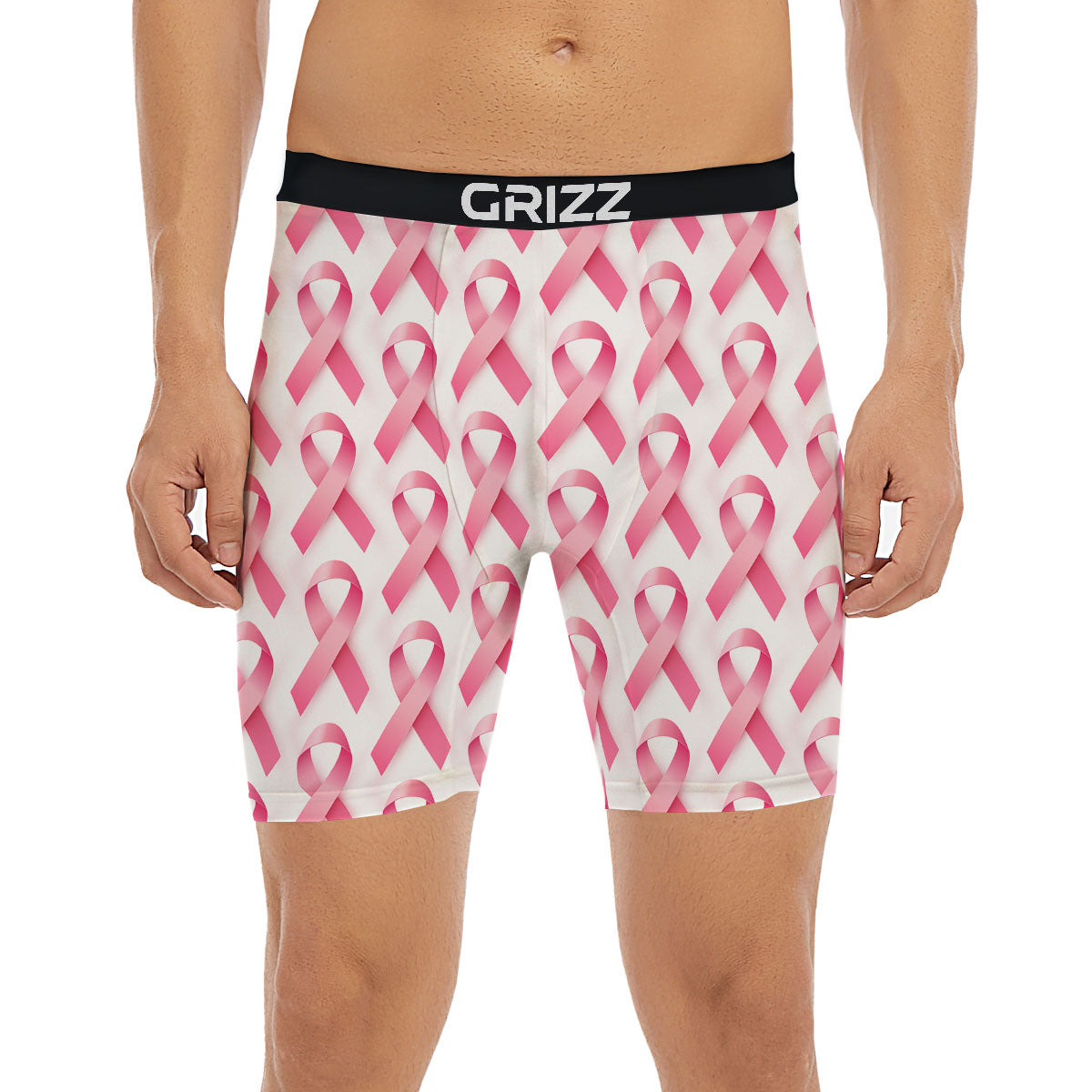 Breast Cancer Pink Ribbon Print Pattern Boxer Briefs-grizzshop