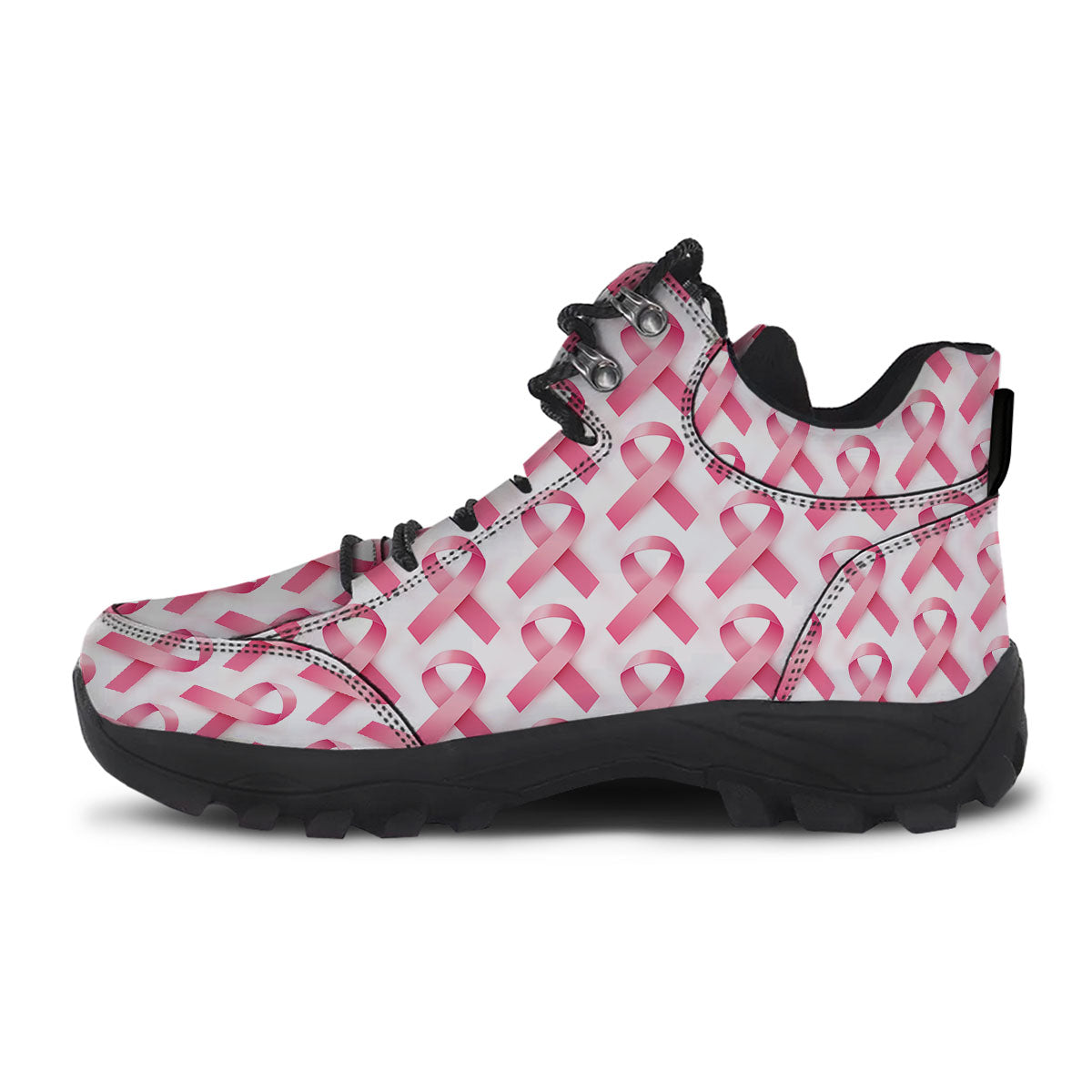 Breast Cancer Pink Ribbon Print Pattern Hiking Shoes-grizzshop