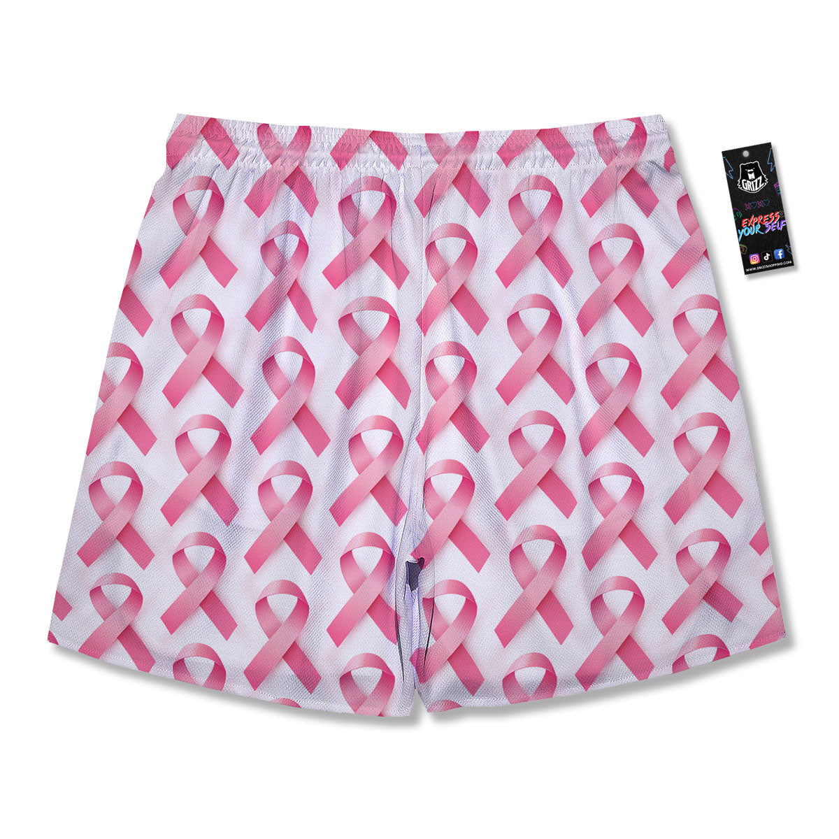 Breast Cancer Pink Ribbon Print Pattern Men's Running Shorts-grizzshop