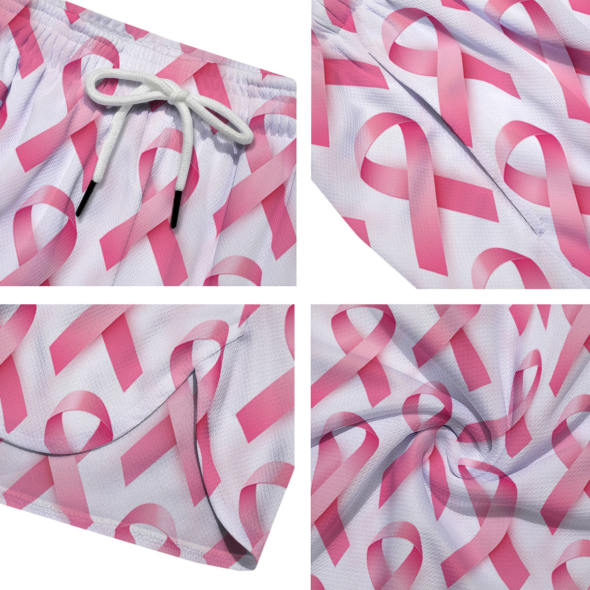 Breast Cancer Pink Ribbon Print Pattern Men's Running Shorts-grizzshop