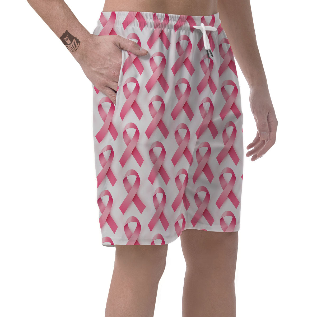 Breast Cancer Pink Ribbon Print Pattern Men's Shorts-grizzshop
