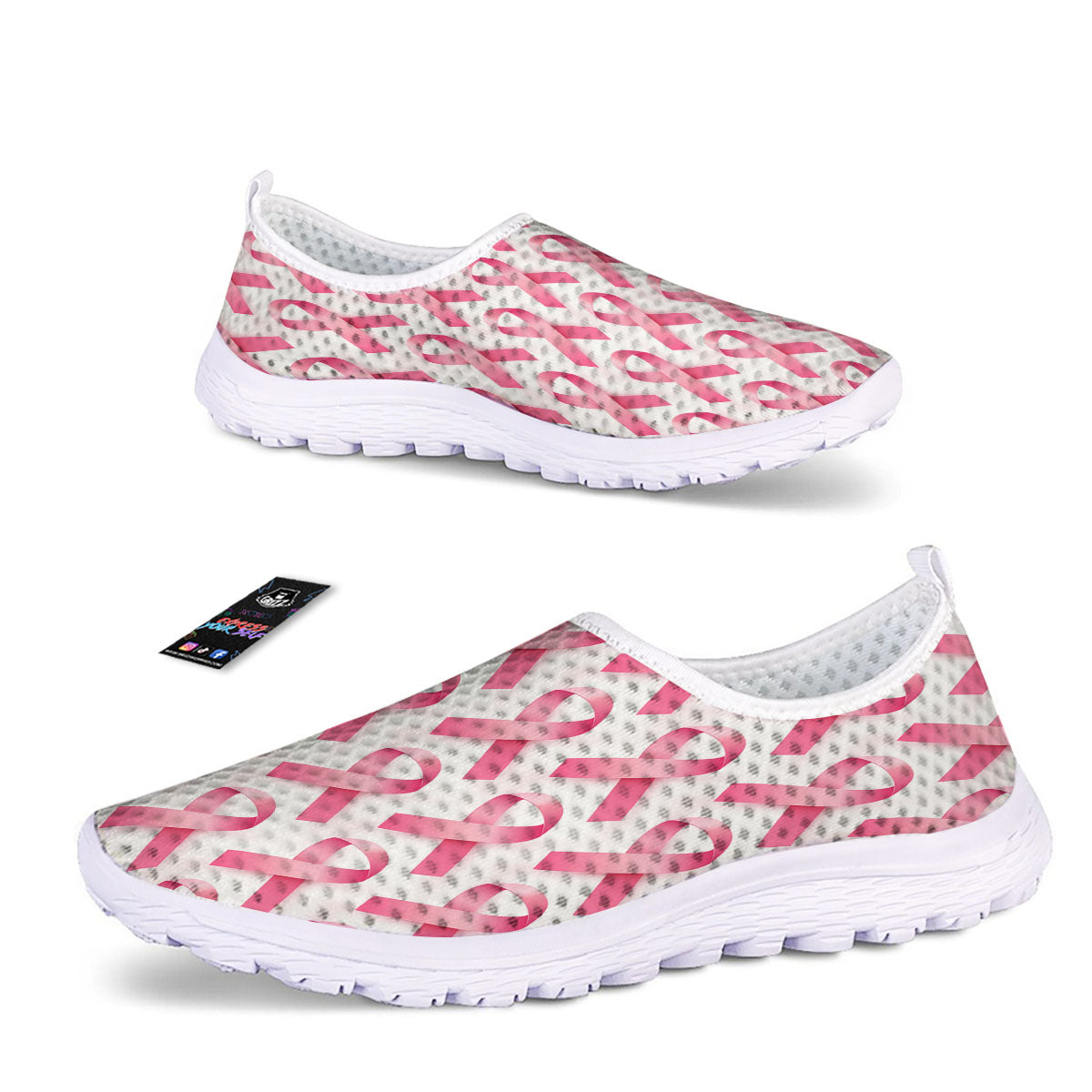 Breast Cancer Pink Ribbon Print Pattern Nurse Shoes-grizzshop