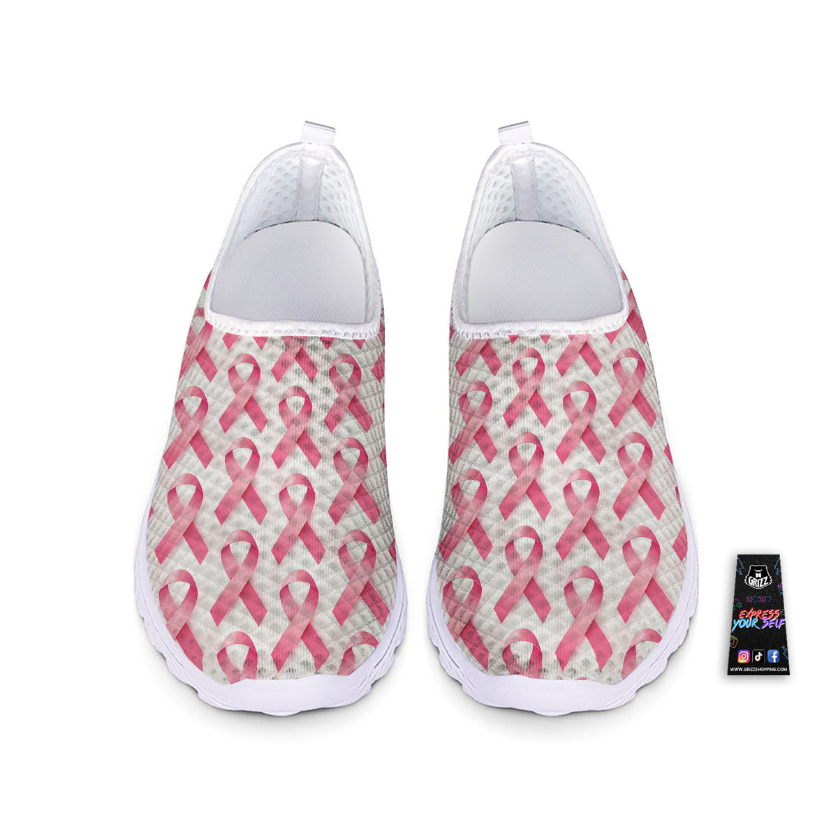 Breast Cancer Pink Ribbon Print Pattern Nurse Shoes-grizzshop