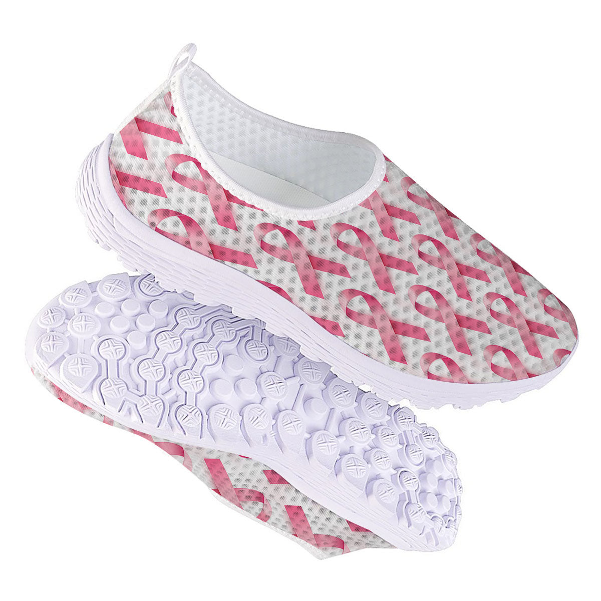Breast Cancer Pink Ribbon Print Pattern Nurse Shoes-grizzshop
