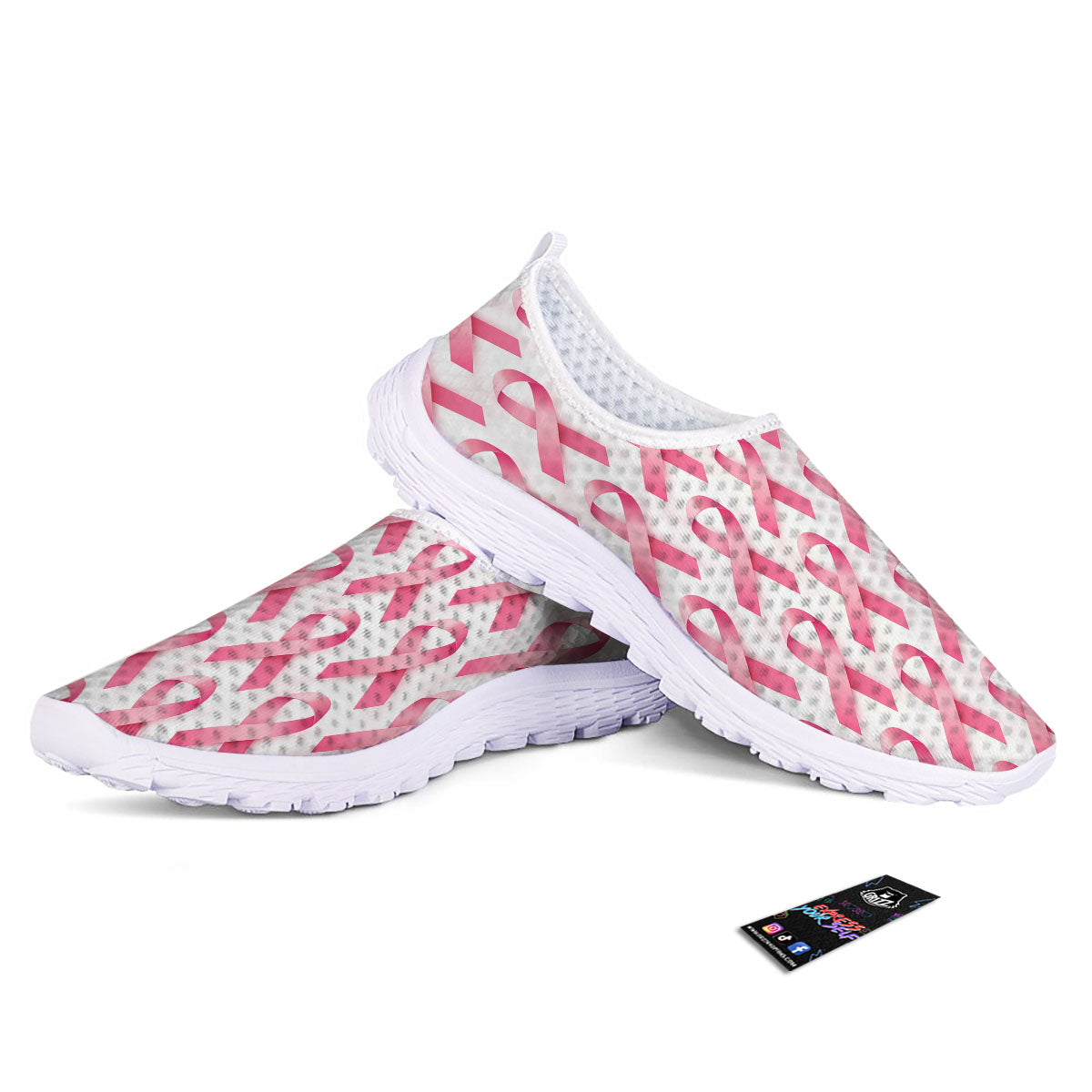 Breast Cancer Pink Ribbon Print Pattern Nurse Shoes-grizzshop