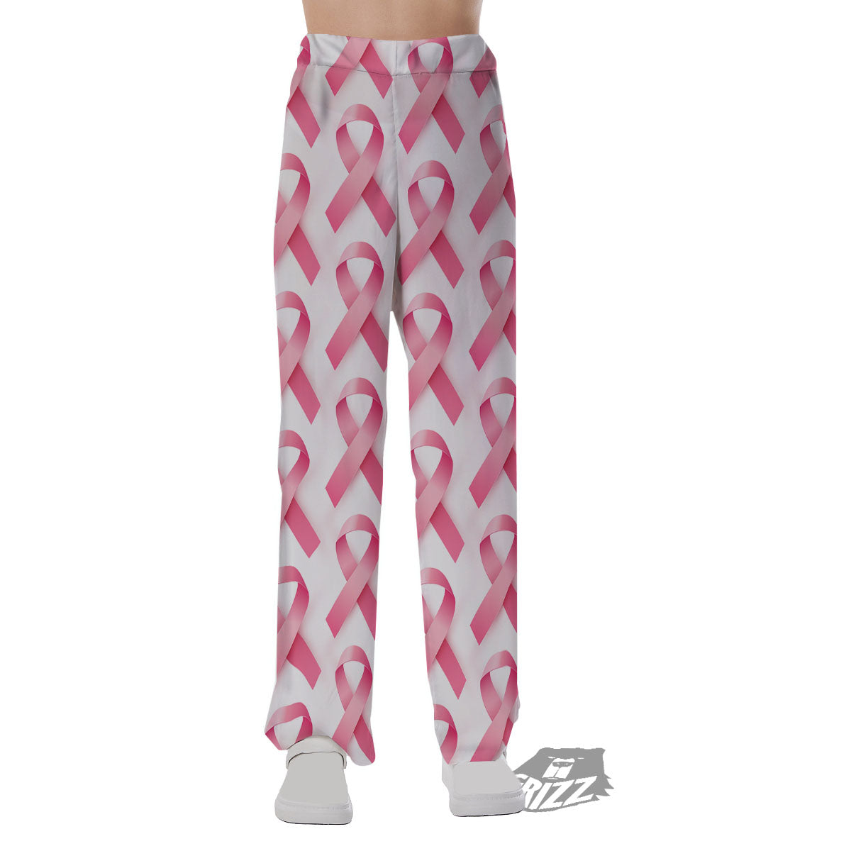 Breast Cancer Pink Ribbon Print Pattern Pajama Pants-grizzshop