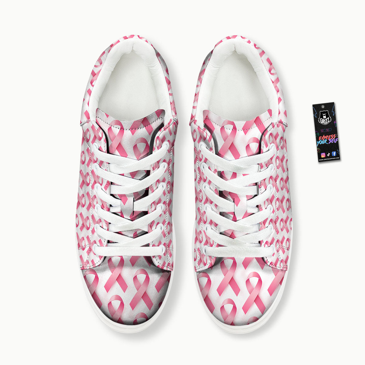 Breast Cancer Pink Ribbon Print Pattern Platform Shoes-grizzshop
