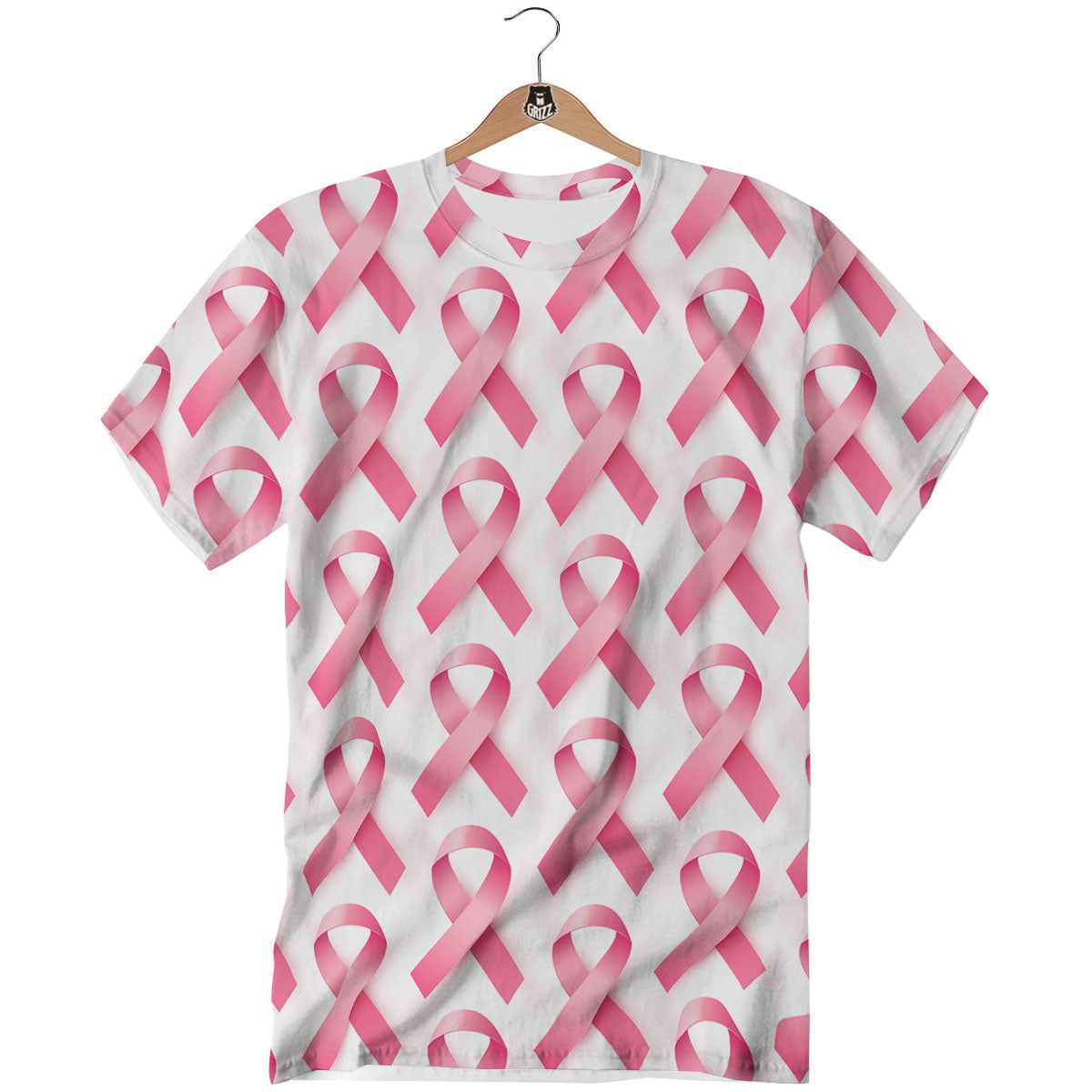 Breast Cancer Pink Ribbon Print Pattern T-Shirt-grizzshop