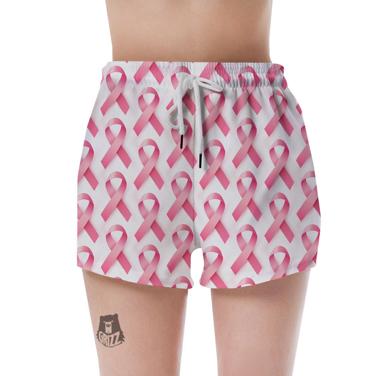 Breast Cancer Pink Ribbon Print Pattern Women's Shorts-grizzshop
