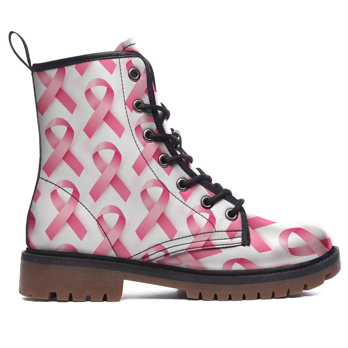 Breast Cancer Pink Ribbon Print Pattern Work Boots-grizzshop