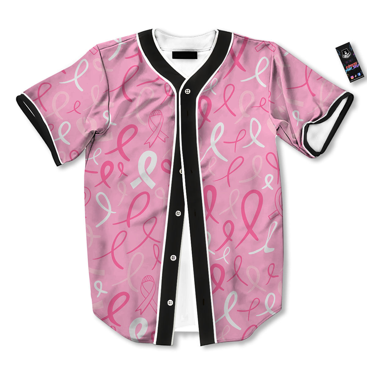 Breast Cancer Ribbon Pink Print Pattern Baseball Jersey-grizzshop