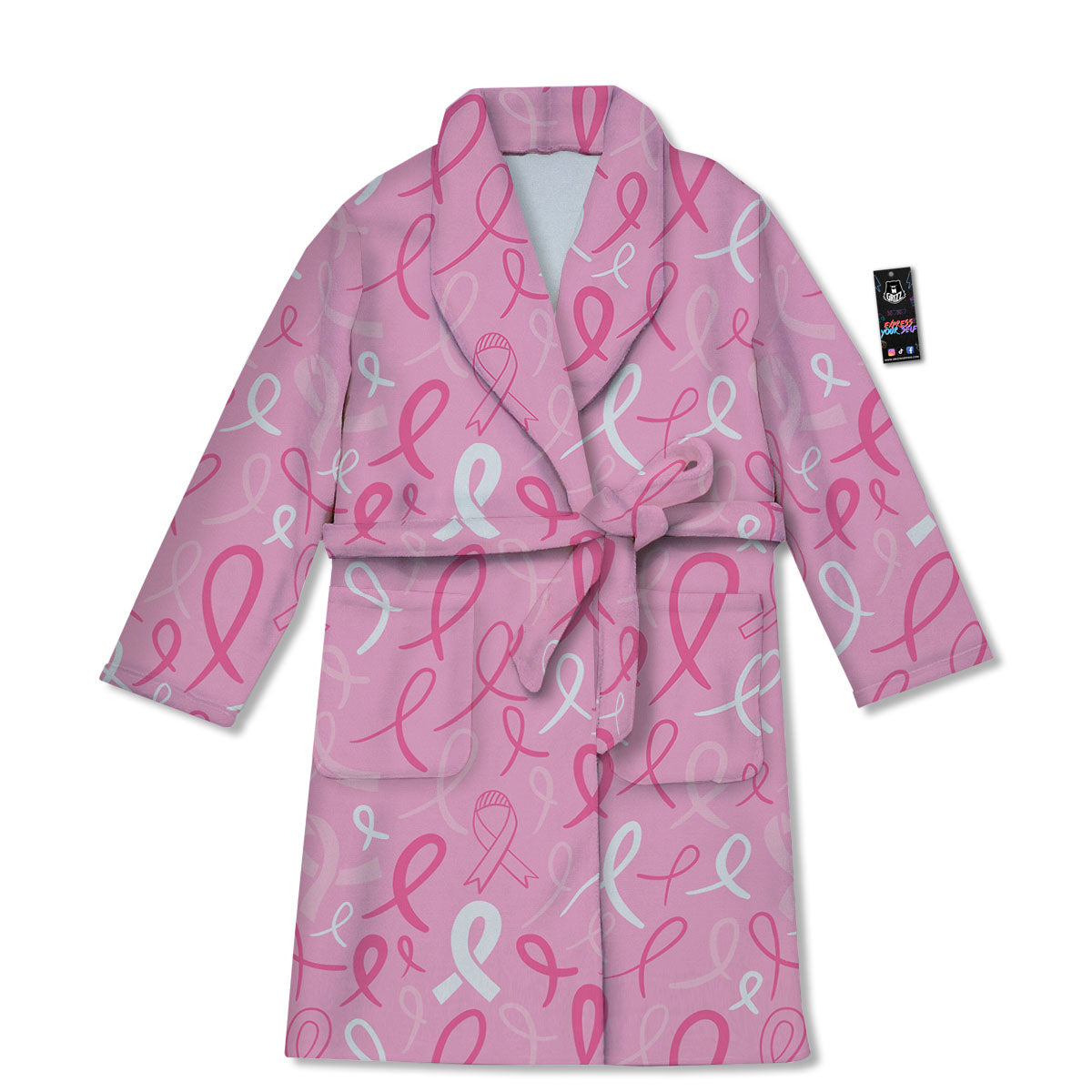 Breast Cancer Ribbon Pink Print Pattern Bathrobe-grizzshop
