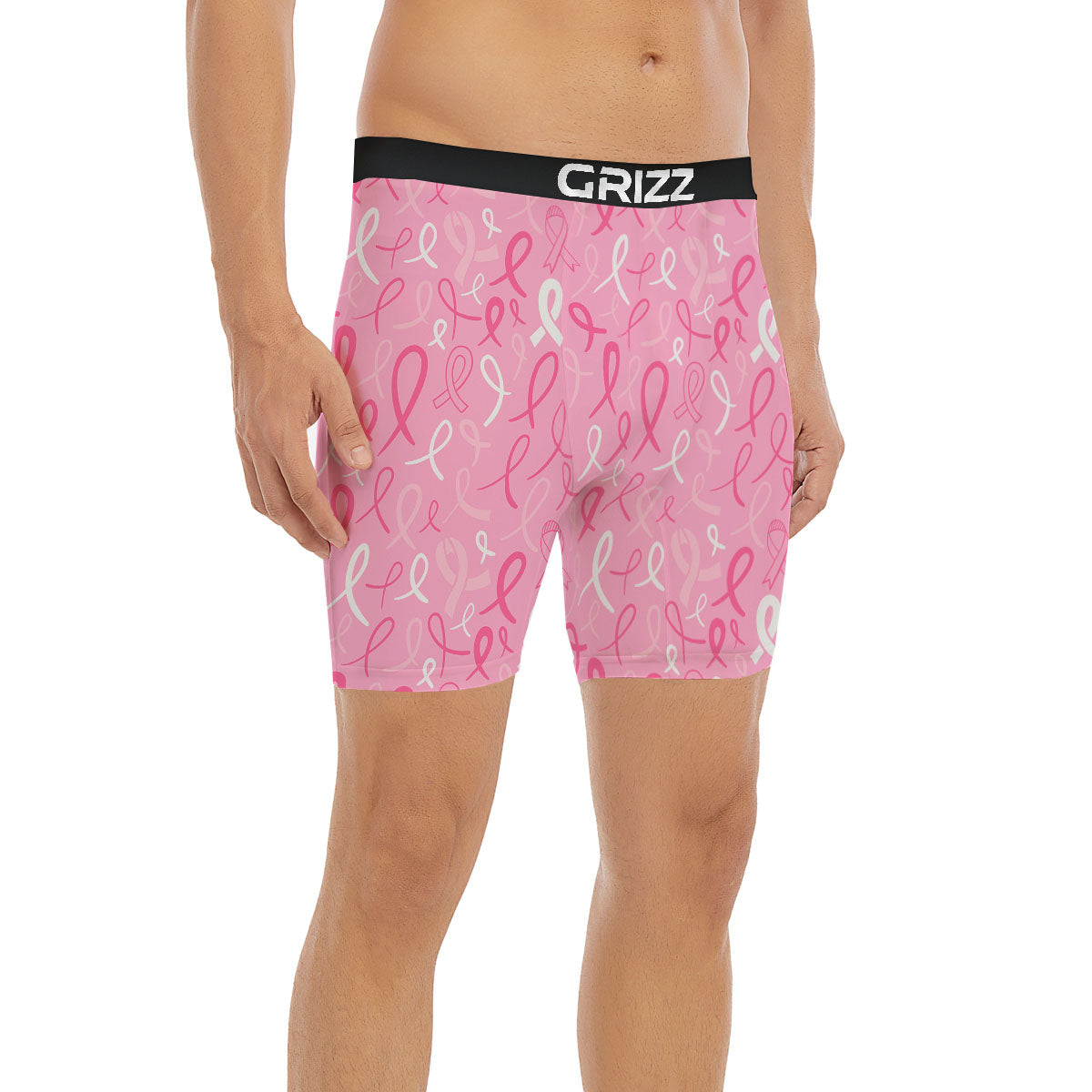 Breast Cancer Ribbon Pink Print Pattern Boxer Briefs-grizzshop