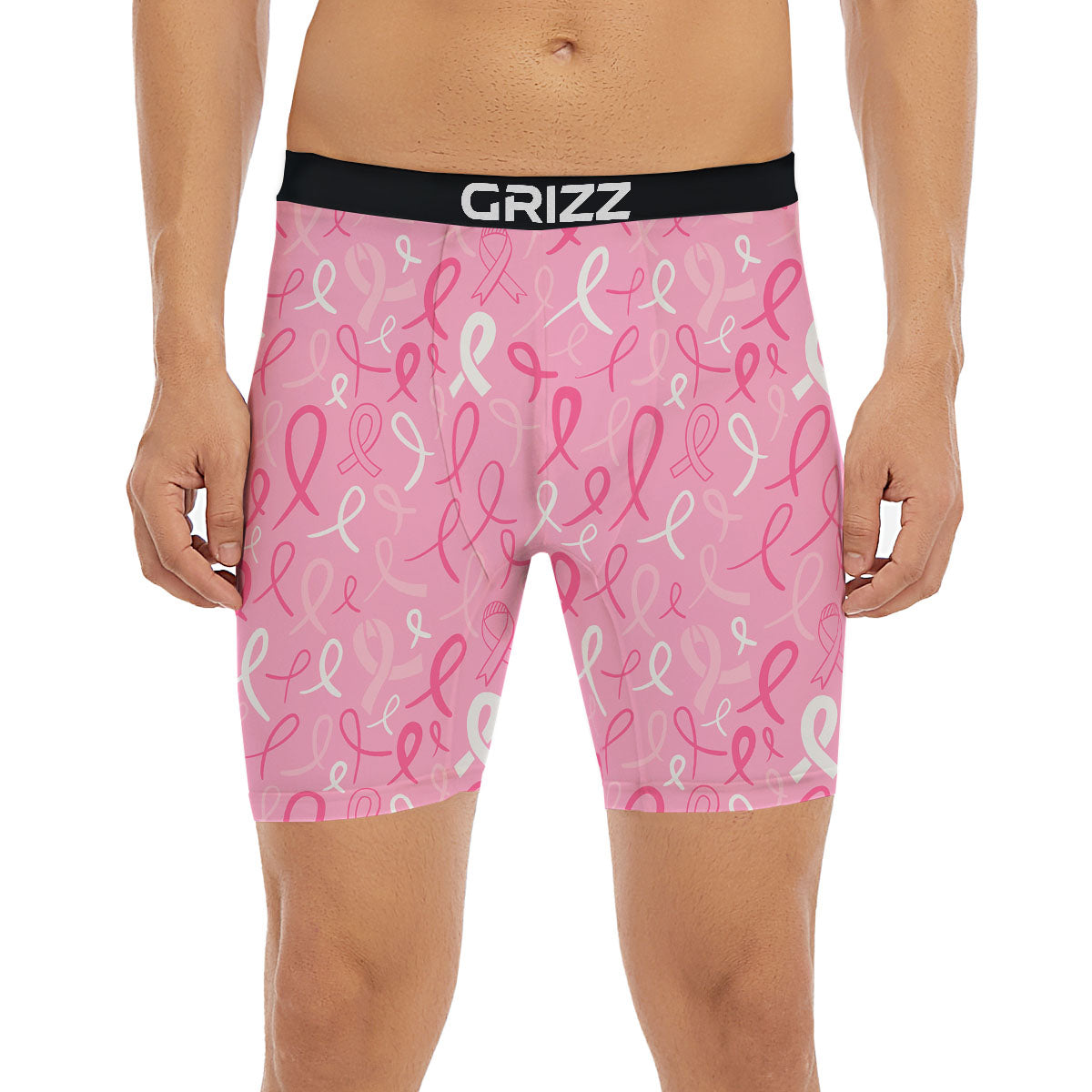 Breast Cancer Ribbon Pink Print Pattern Boxer Briefs-grizzshop