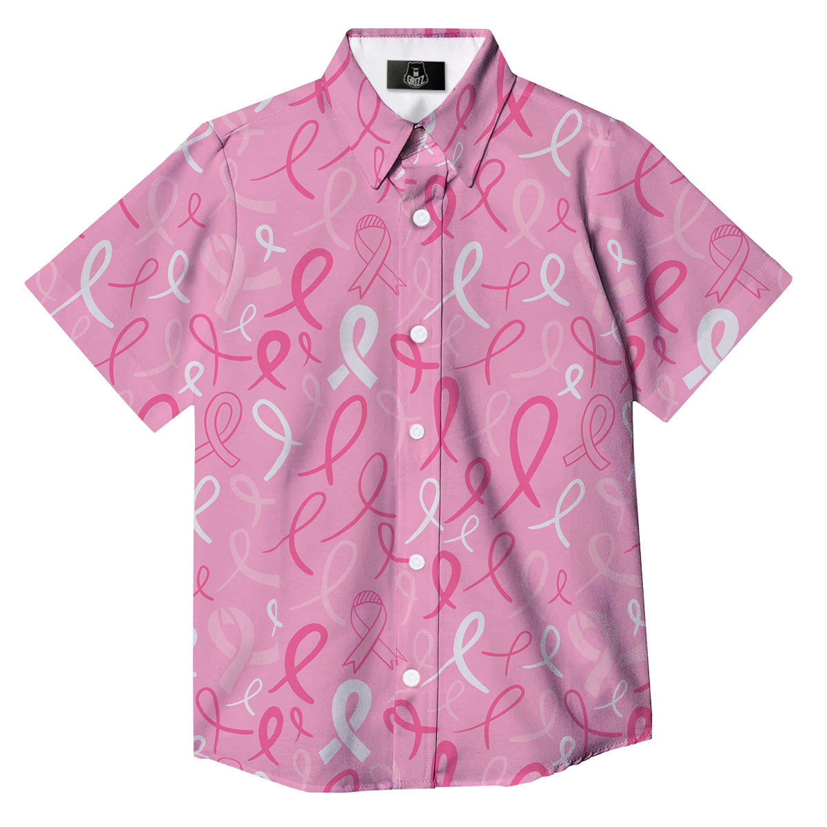 Breast Cancer Ribbon Pink Print Pattern Button Up Shirt-grizzshop