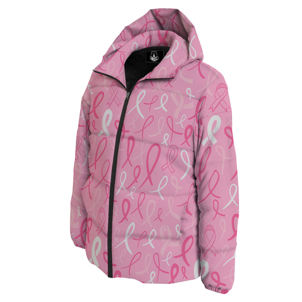 Breast Cancer Ribbon Pink Print Pattern Down Jacket-grizzshop