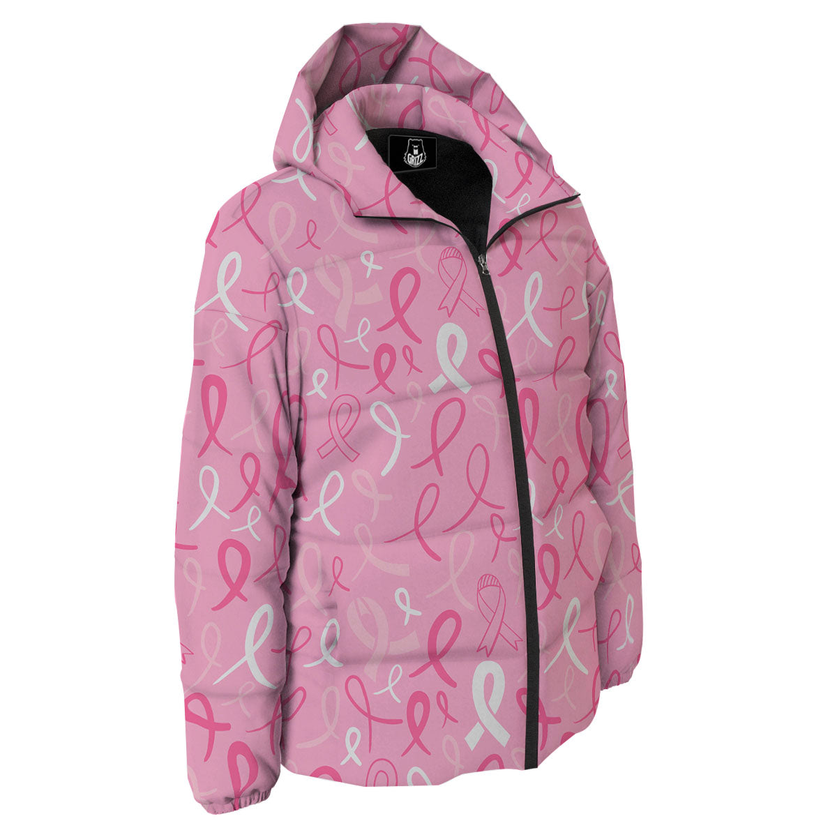 Breast Cancer Ribbon Pink Print Pattern Down Jacket-grizzshop