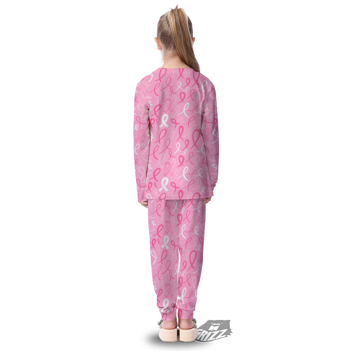 Breast Cancer Ribbon Pink Print Pattern Kid's Pajamas-grizzshop