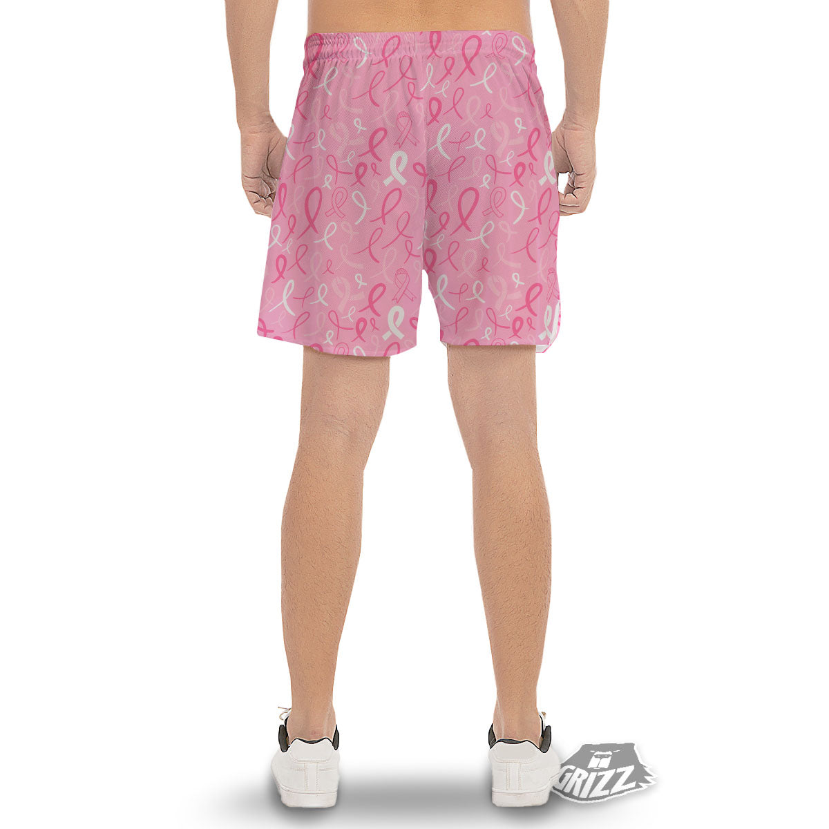 Breast Cancer Ribbon Pink Print Pattern Men's Gym Shorts-grizzshop
