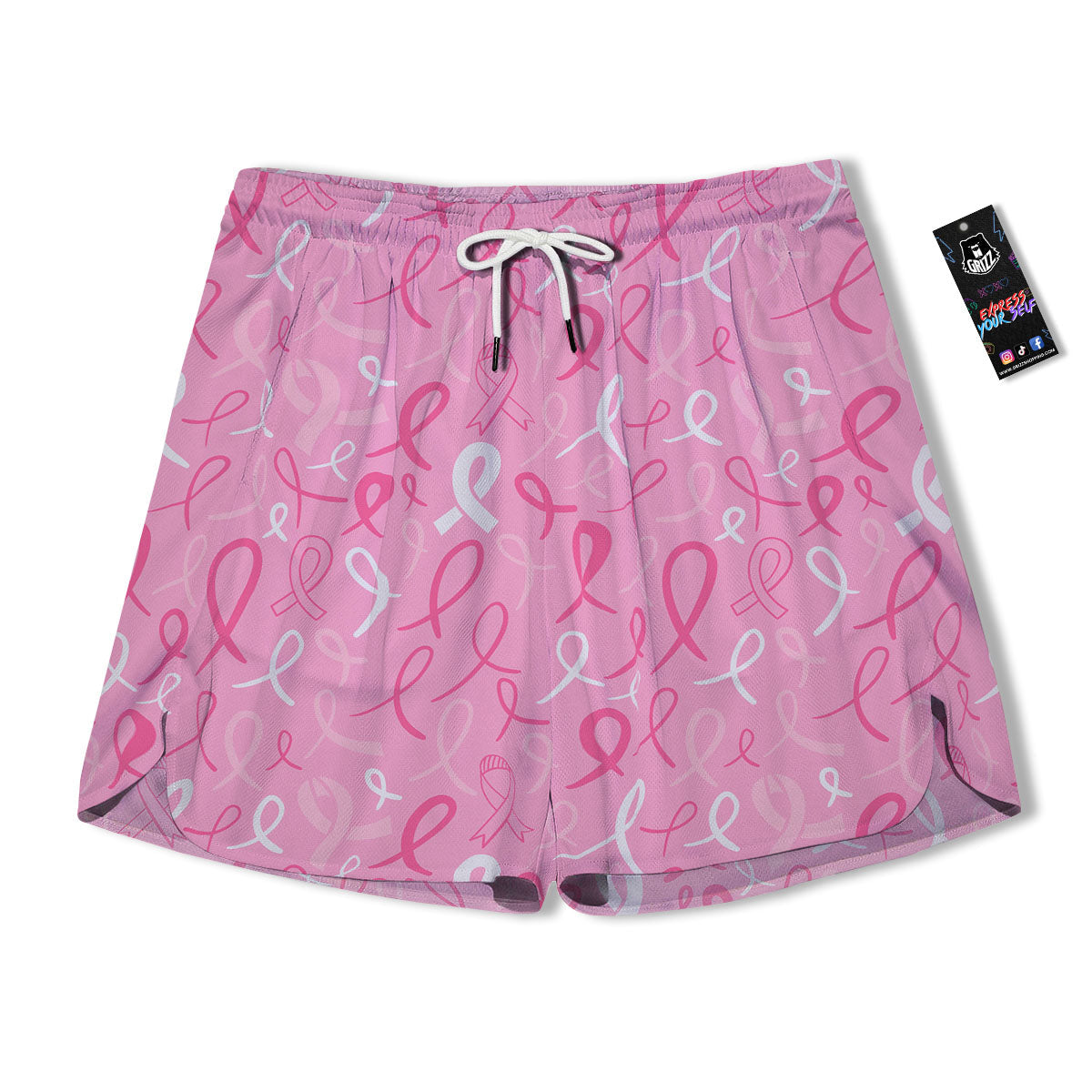 Breast Cancer Ribbon Pink Print Pattern Men's Running Shorts-grizzshop