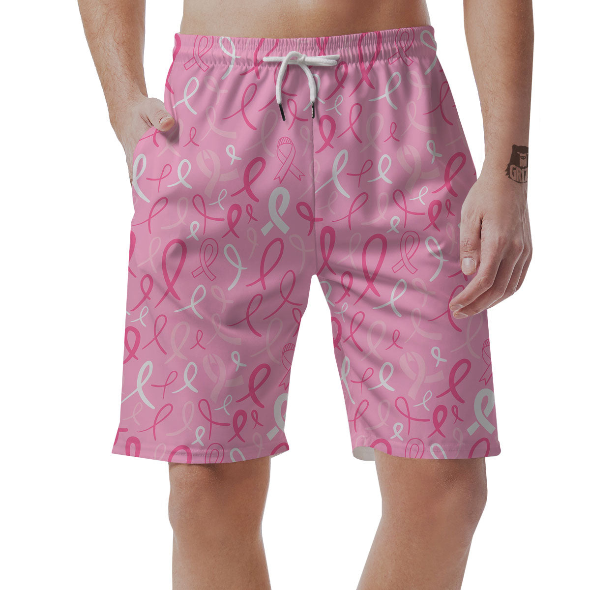 Breast Cancer Ribbon Pink Print Pattern Men's Shorts-grizzshop