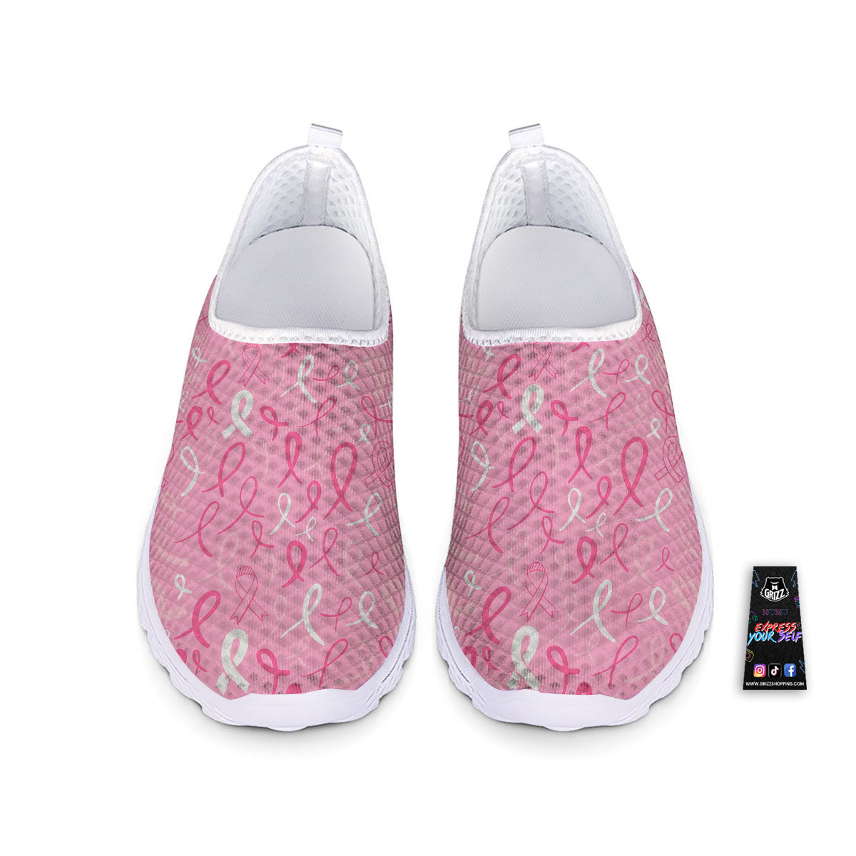 Breast Cancer Ribbon Pink Print Pattern Nurse Shoes-grizzshop