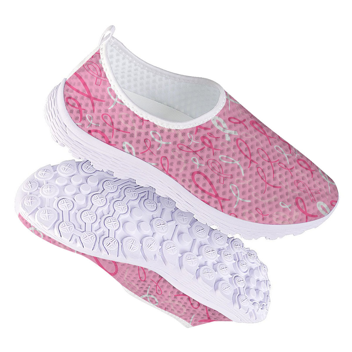 Breast Cancer Ribbon Pink Print Pattern Nurse Shoes-grizzshop