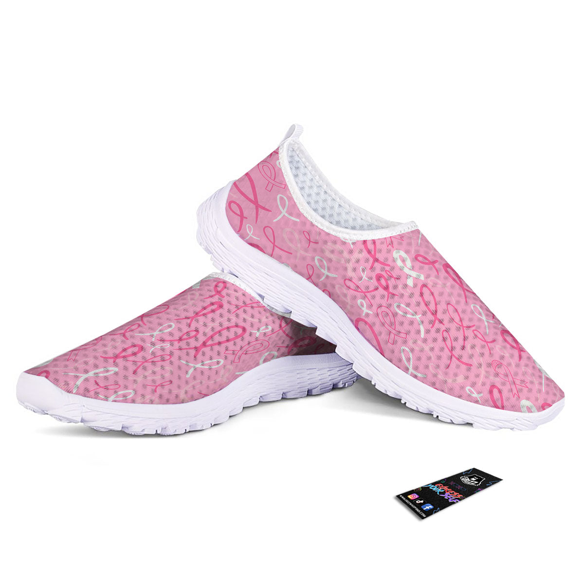 Breast Cancer Ribbon Pink Print Pattern Nurse Shoes-grizzshop