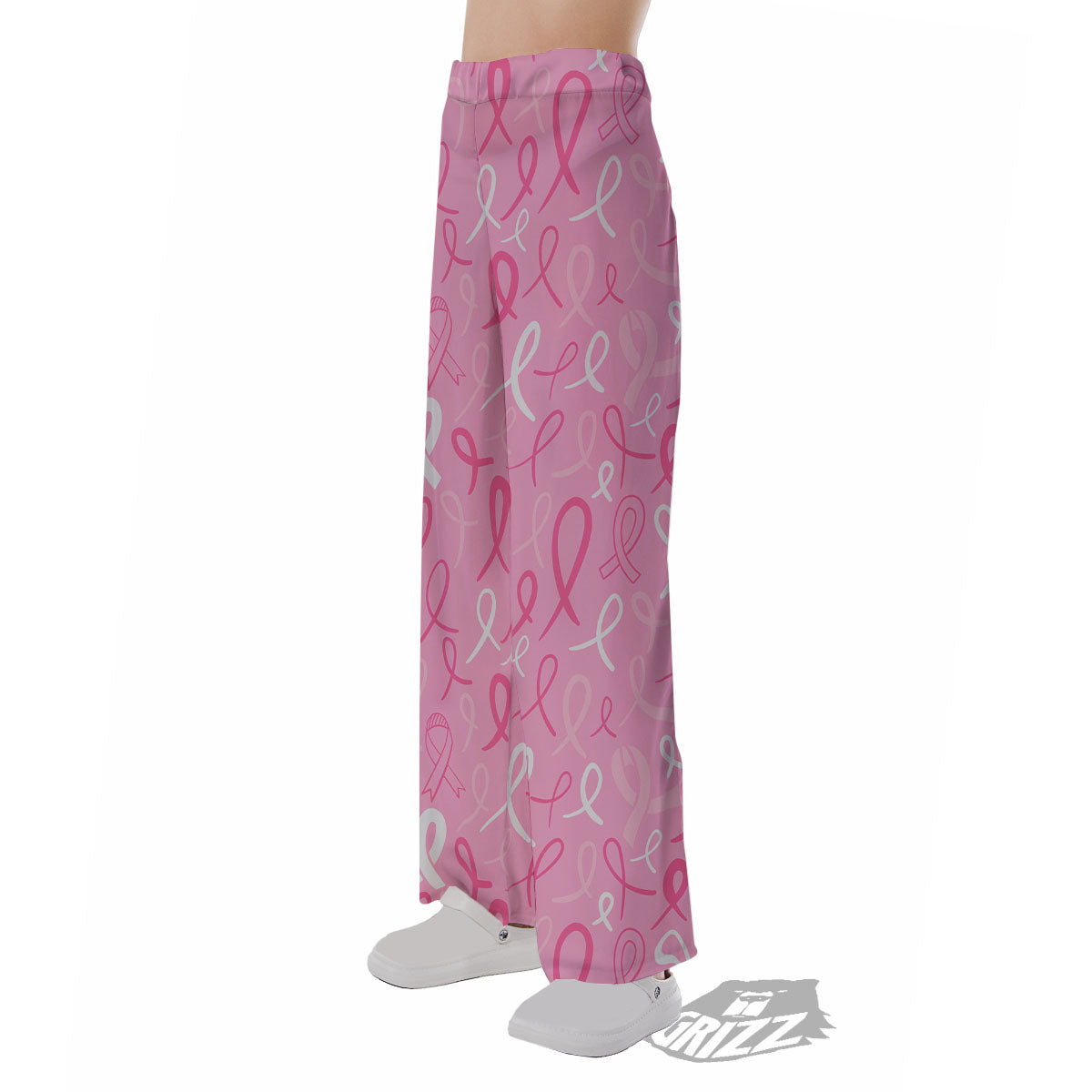 Breast Cancer Ribbon Pink Print Pattern Pajama Pants-grizzshop