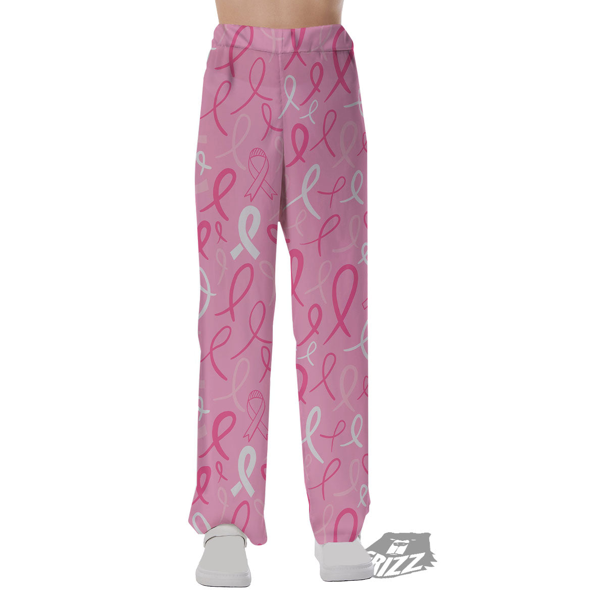 Breast Cancer Ribbon Pink Print Pattern Pajama Pants-grizzshop