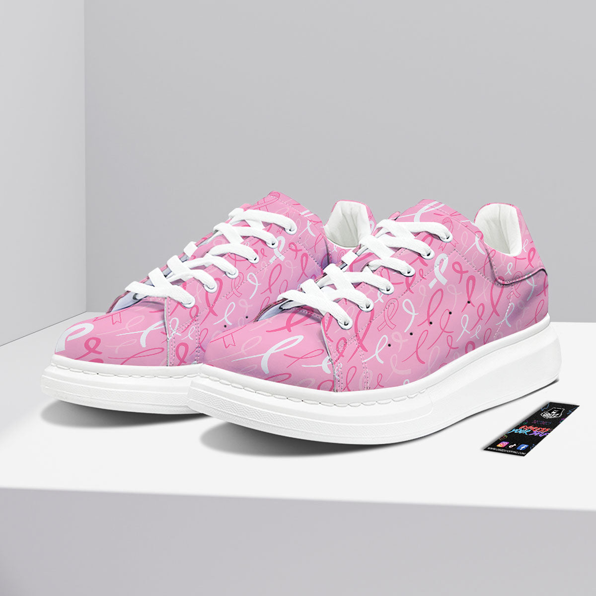 Breast Cancer Ribbon Pink Print Pattern Platform Shoes-grizzshop