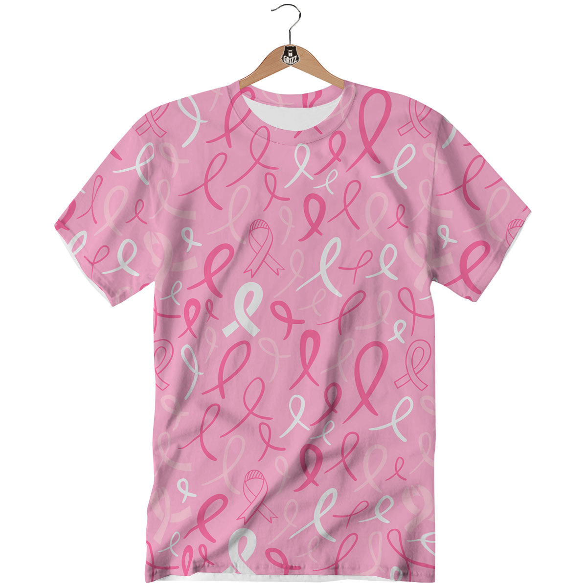 Breast Cancer Ribbon Pink Print Pattern T-Shirt-grizzshop