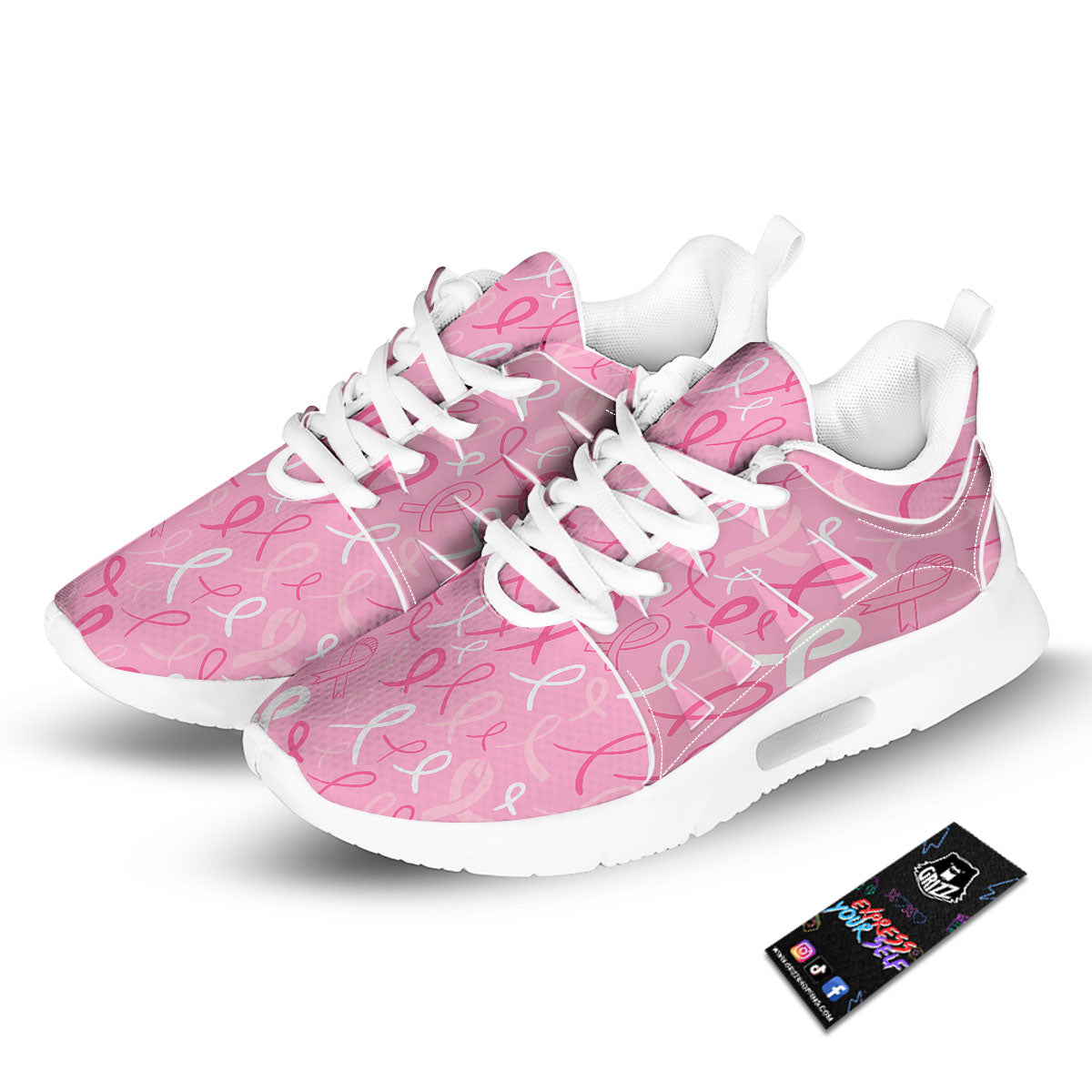 Breast Cancer Ribbon Pink Print Pattern Tennis Shoes-grizzshop