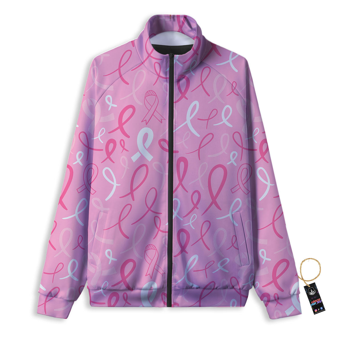 Breast Cancer Ribbon Pink Print Pattern Track Jacket-grizzshop