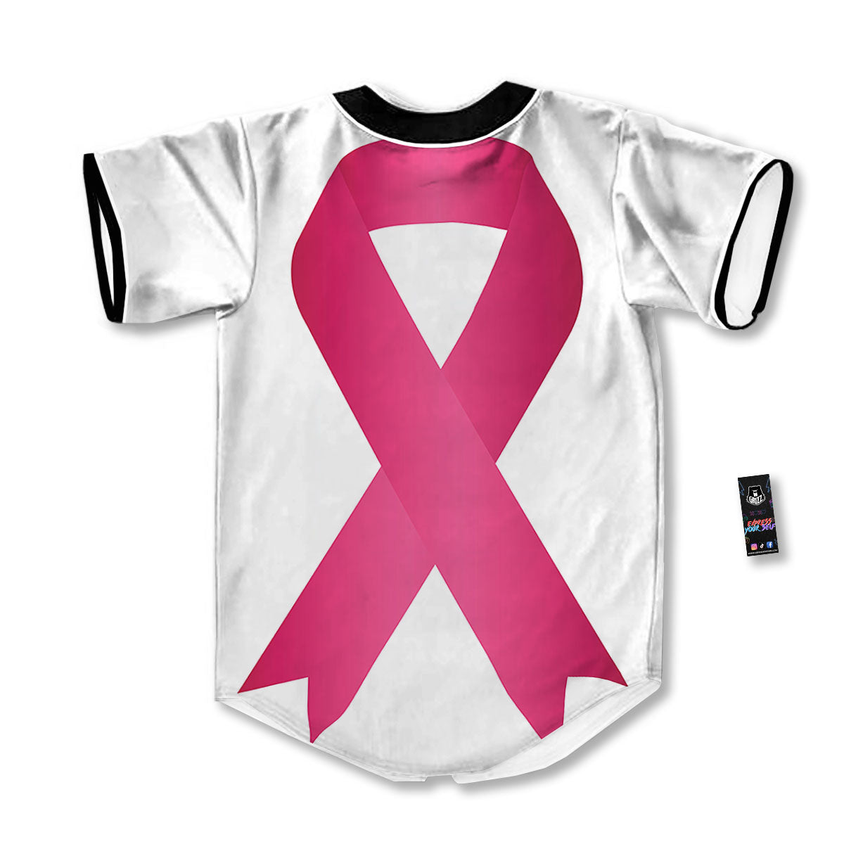 Breast Cancer White And Pink Print Baseball Jersey-grizzshop