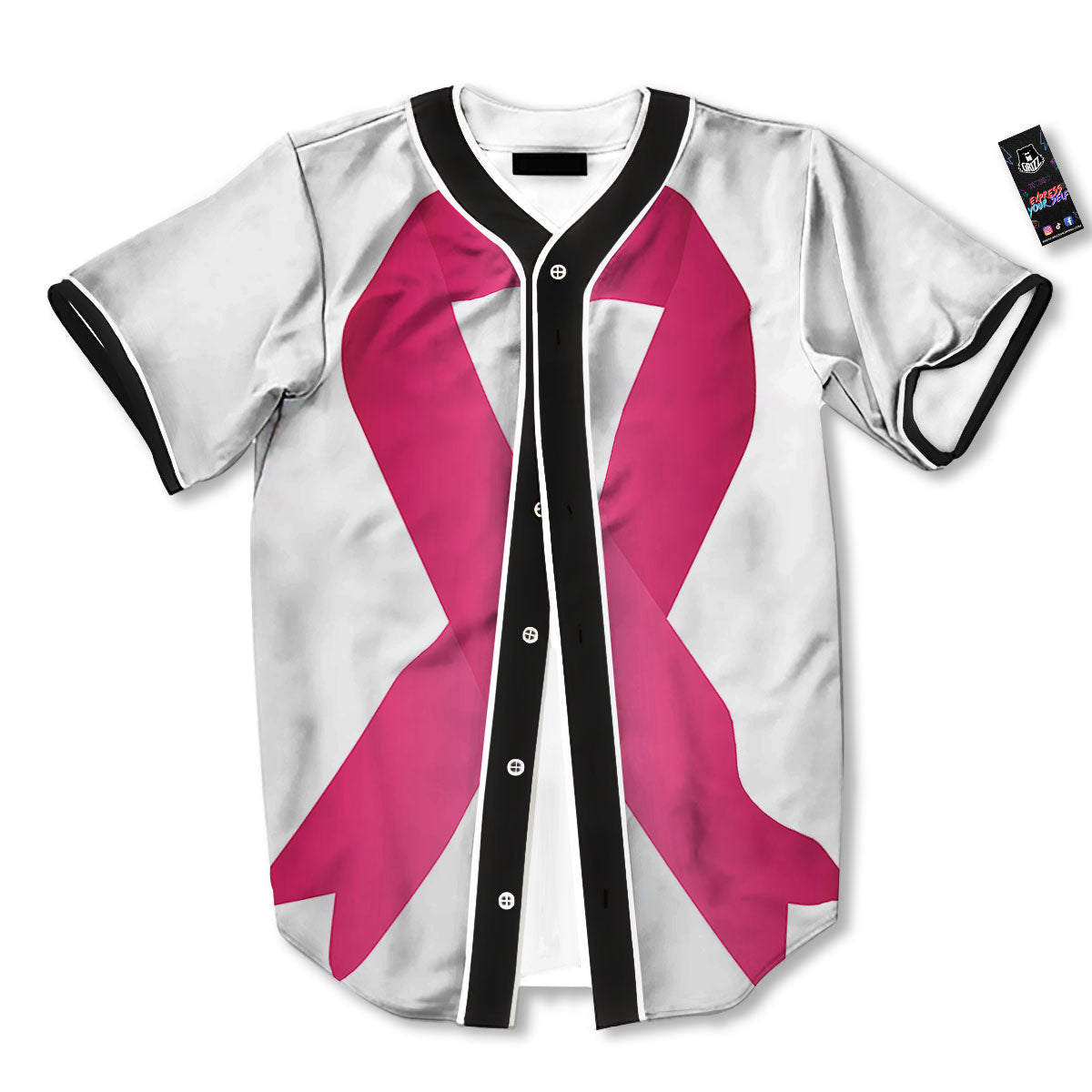 Breast Cancer White And Pink Print Baseball Jersey-grizzshop