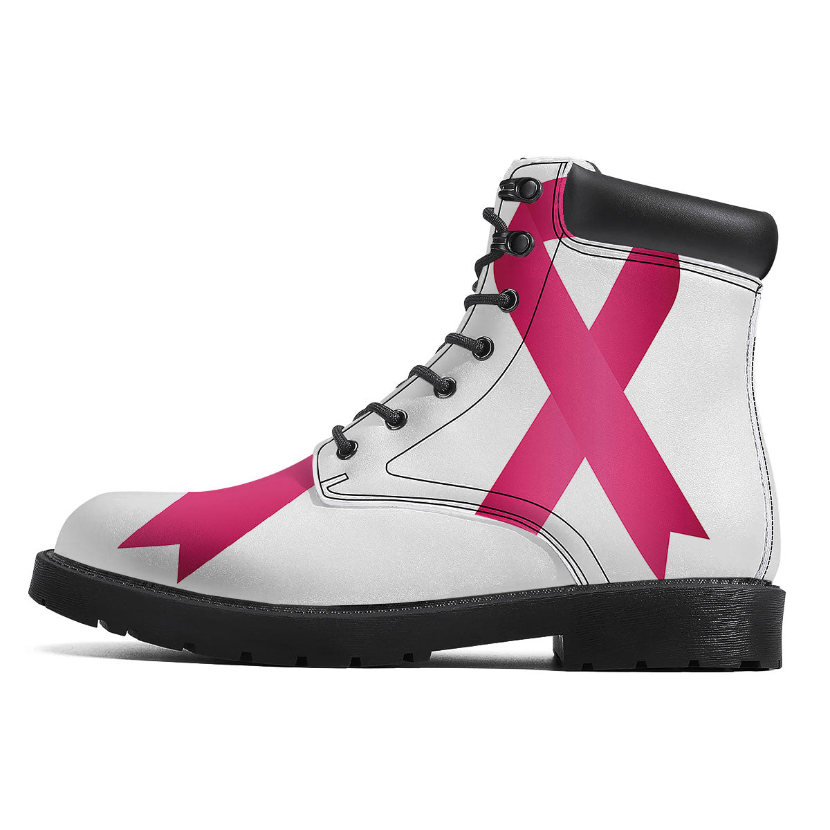 Breast Cancer White And Pink Print Boots-grizzshop