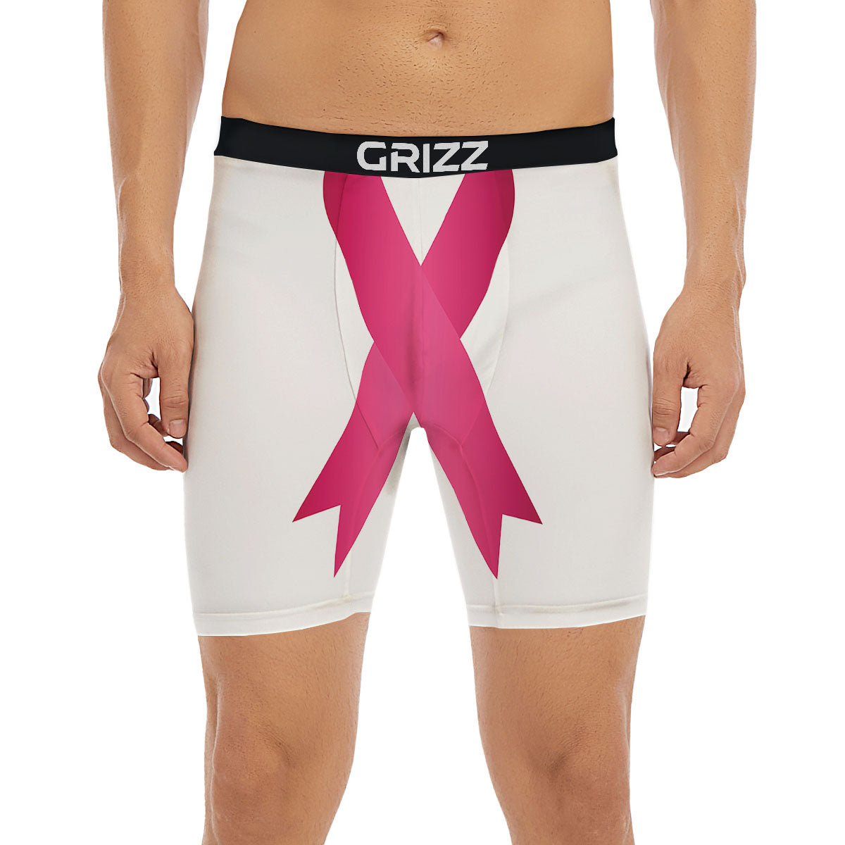 Breast Cancer White And Pink Print Boxer Briefs-grizzshop