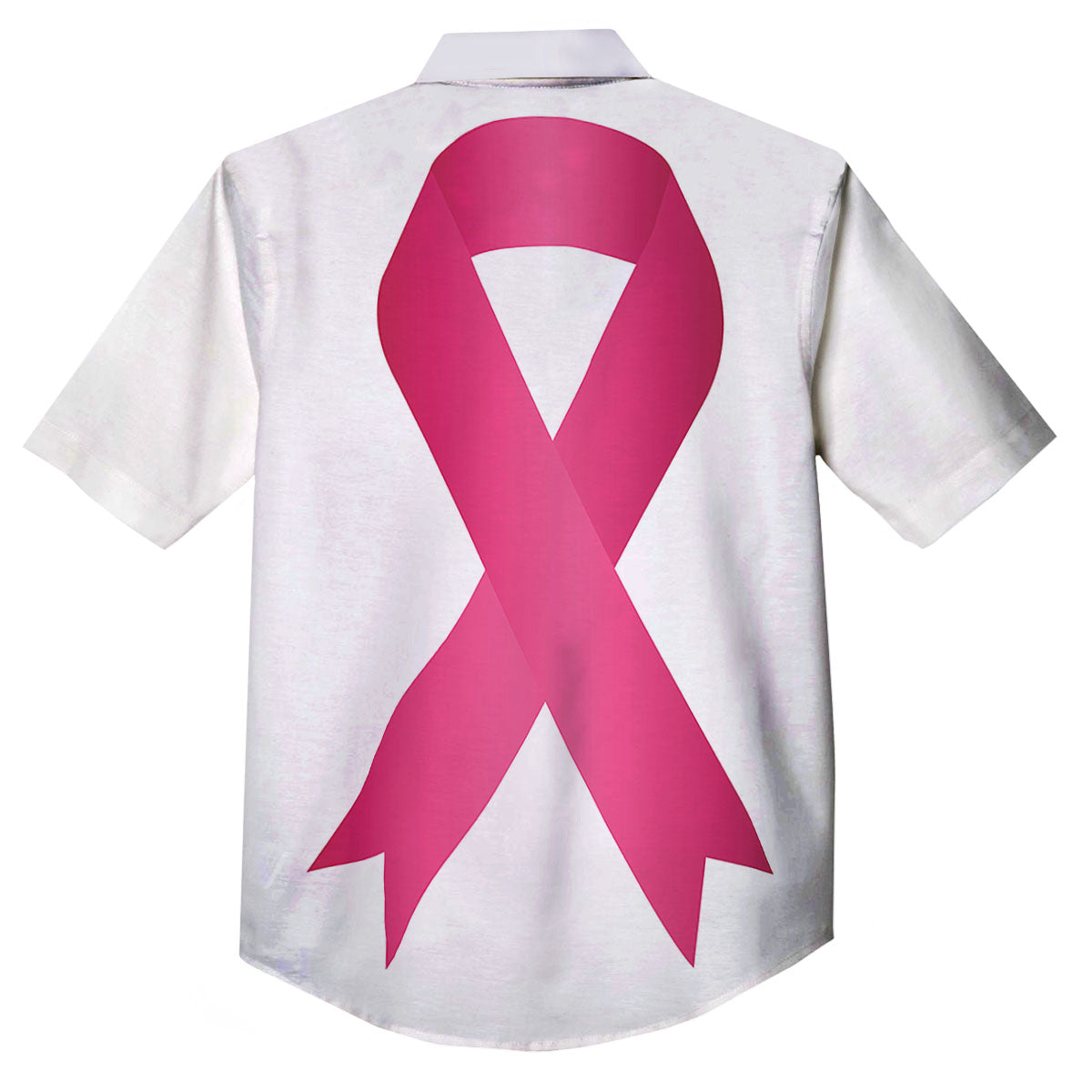 Breast Cancer White And Pink Print Button Up Shirt-grizzshop