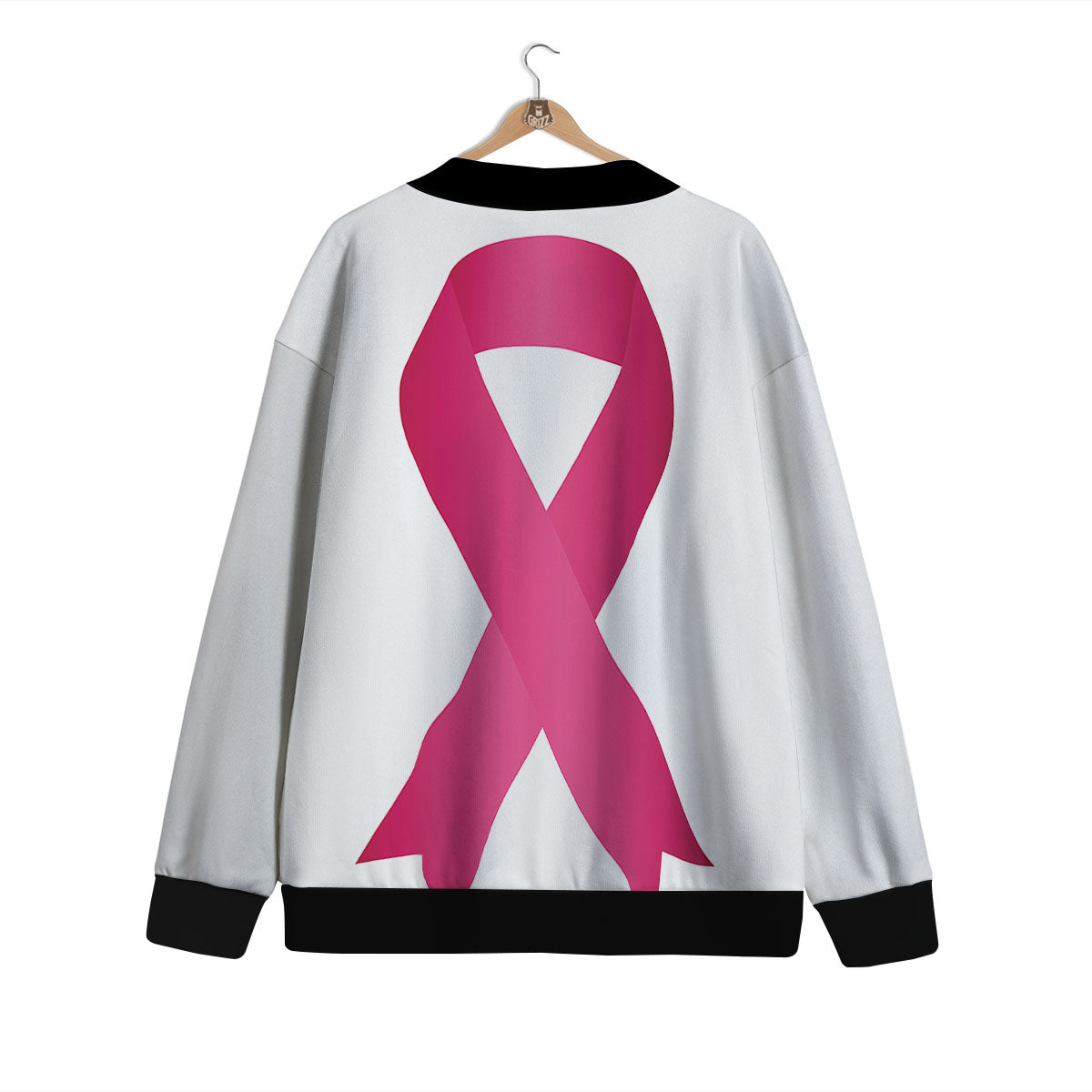 Breast Cancer White And Pink Print Cardigan-grizzshop