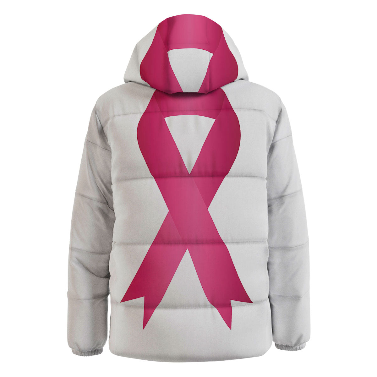 Breast Cancer White And Pink Print Down Jacket-grizzshop
