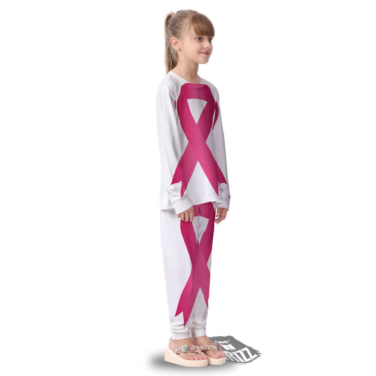 Breast Cancer White And Pink Print Kid's Pajamas-grizzshop