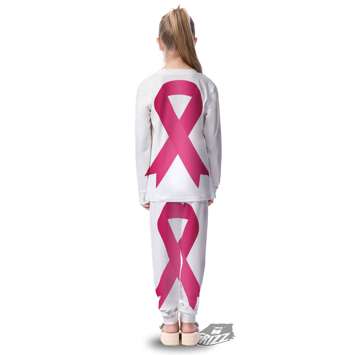 Breast Cancer White And Pink Print Kid's Pajamas-grizzshop