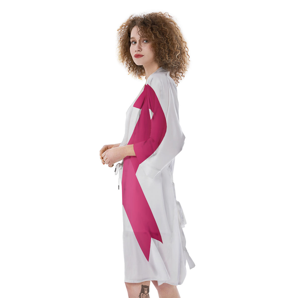 Breast Cancer White And Pink Print Kimono-grizzshop