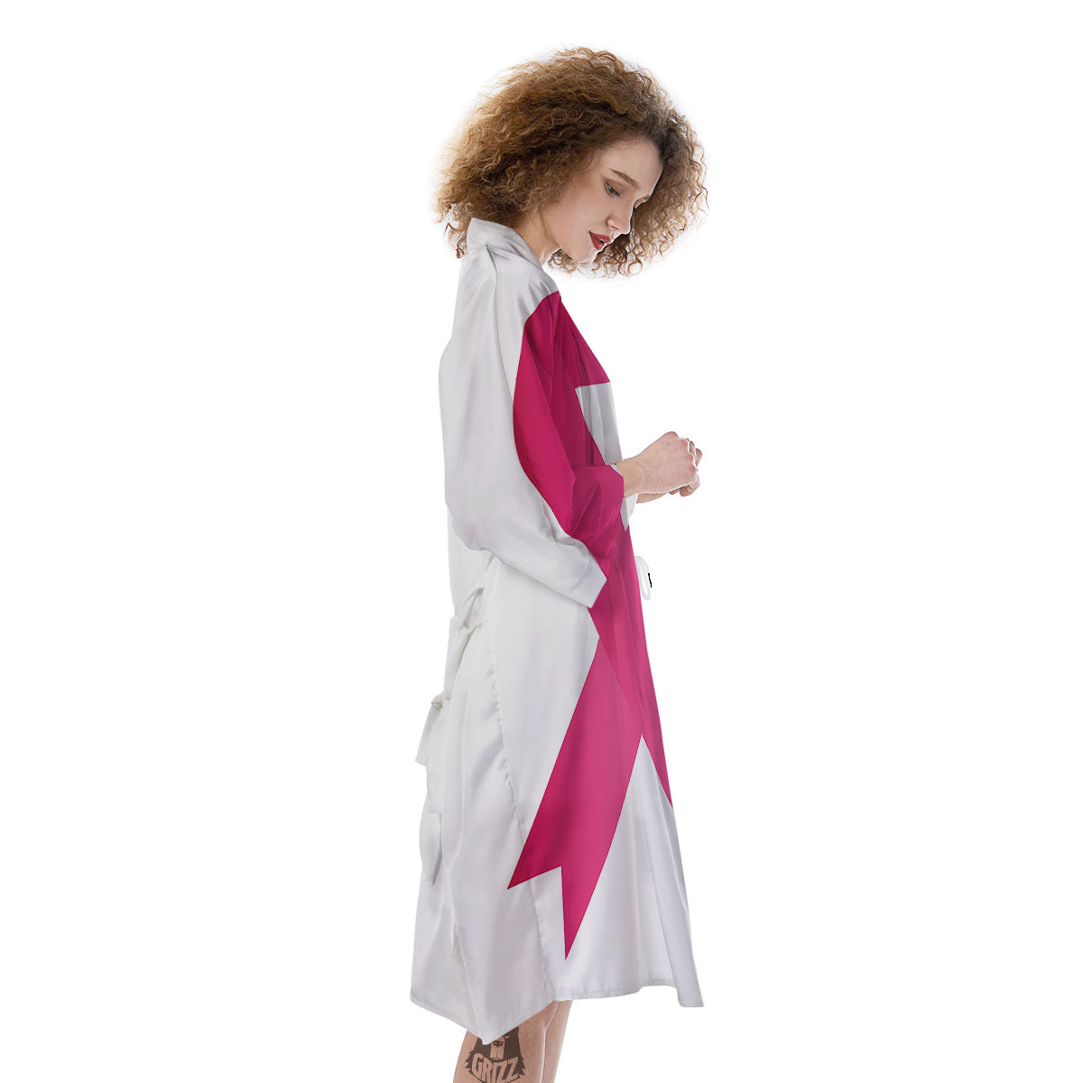 Breast Cancer White And Pink Print Kimono-grizzshop
