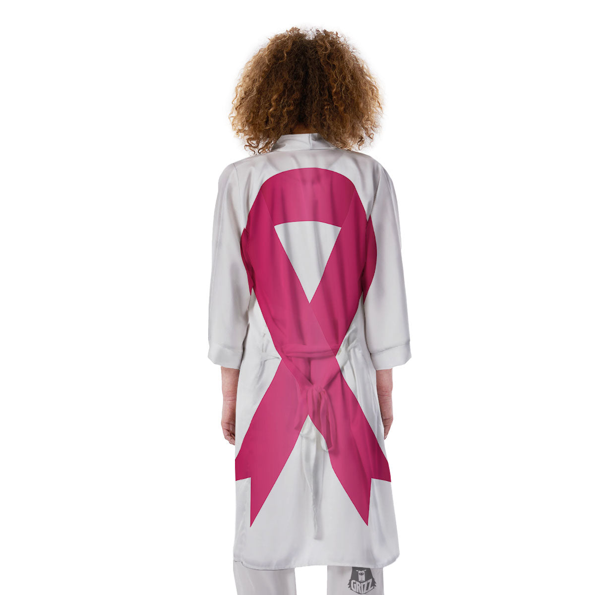 Breast Cancer White And Pink Print Kimono-grizzshop