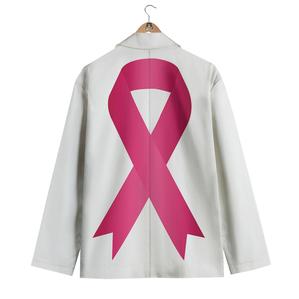 Breast Cancer White And Pink Print Men's Blazer-grizzshop