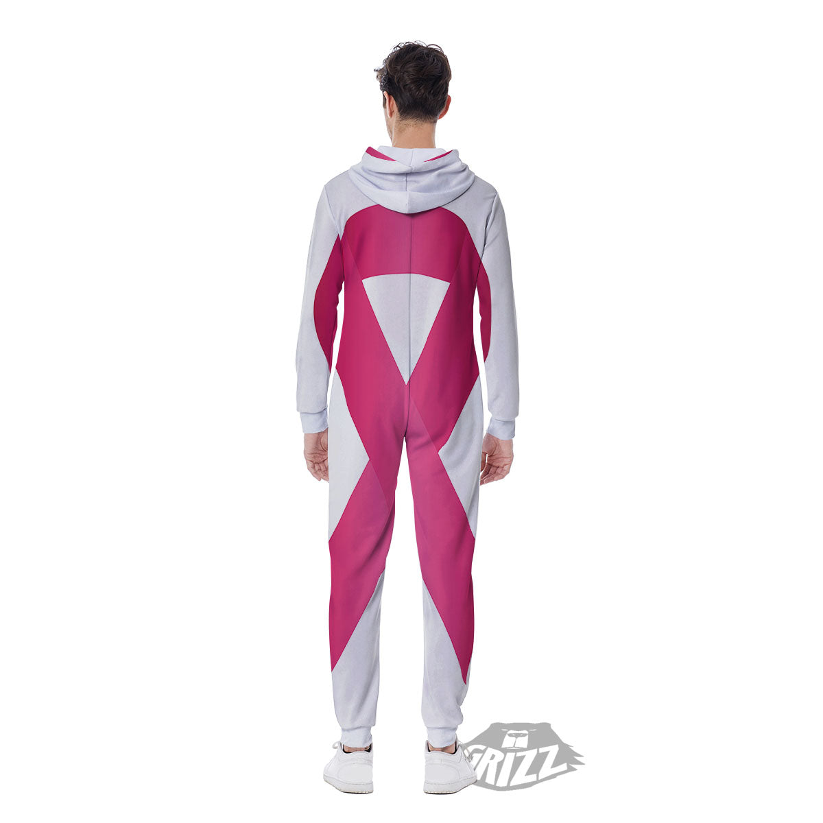 Breast Cancer White And Pink Print Men's Jumpsuit-grizzshop
